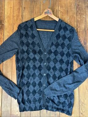 Men's Gucci Charcoal Argyle V-Neck wool Cardigan Sweater